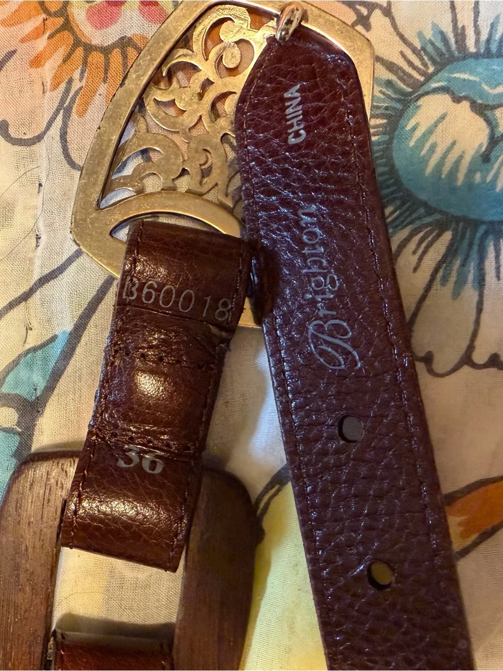 Brighton Dark Brown Leather Belt with Filigree Gold Buckle